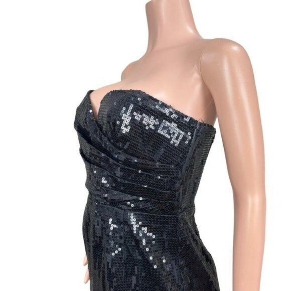 Forever 21 Black Strapless Sequin Mini Dress Size L Party Cocktail Evening - Picture 13 of 16